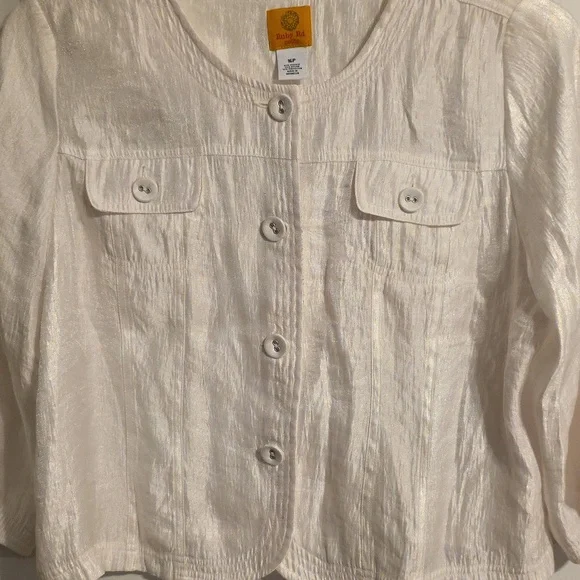 Ruby Rd. White Shimmery Button-Up Jacket - Picture 4 of 7